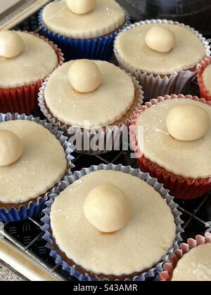 Easter Simnel Cupcakes Stock Photo