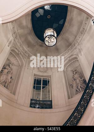 Victorian interior, detailed staircase and ceiling at Luton Hoo hotel outside London, England Stock Photo