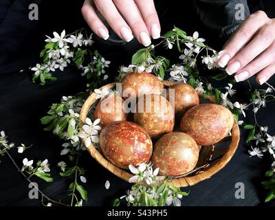 Easter eggs decor Stock Photo
