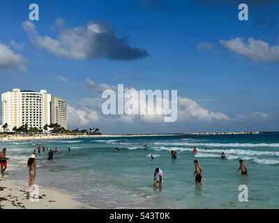 February, 2023, Playa Gaviota Azul, Hotel Zone, Cancun, Quintana Roo, Yucatan Peninsula, Mexico Stock Photo