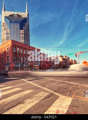 The Batman Building from Lower Broadway in Nashville Stock Photo