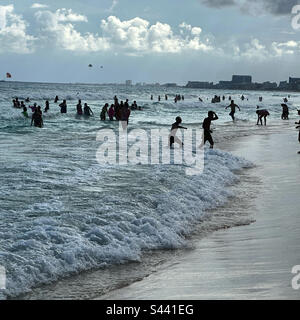 February, 2023, Playa Gaviota Azul, Hotel Zone, Cancun, Quintana Roo, Yucatan Peninsula, Mexico Stock Photo