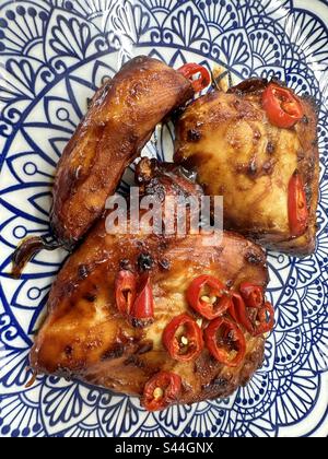 BBQ Korean Chicken and Chilli Stock Photo