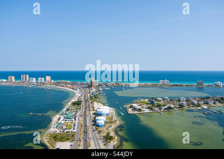 Aerial view of the beach at Pensacola, Florida on Memorial Day Weekend 2023 Stock Photo