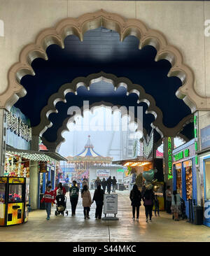 April, 2023, Entrance to Steel Pier amusement park, Atlantic City Boardwalk, Atlantic City, New Jersey, United States Stock Photo