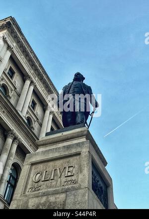 Robert Clive statue in London - looking from St James’s Park to Whitehall London SW1 - perspective Stock Photo