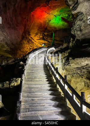 Stairway in a cave Stock Photo