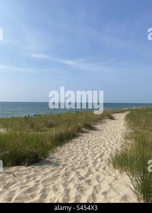 Views of Lake Michigan from the dunes, Sawyer, Michigan Stock Photo