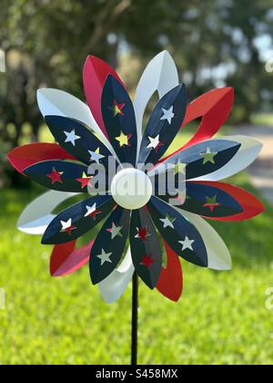 Patriotic outdoor pinwheel Stock Photo