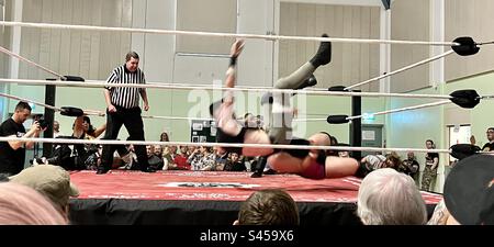 Pro wrestling chaos. Bristol. Stock Photo