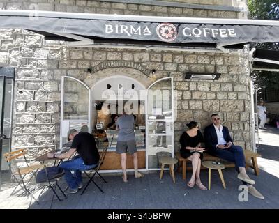 Birma coffee on Emek Refa’im street in the German Colony in Jerusalem, Israel. Stock Photo