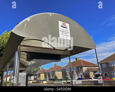 A bus stop near Weston Milton railway station in Weston-super-Mare, UK which is a designated departure point for rail replacement bus services Stock Photo