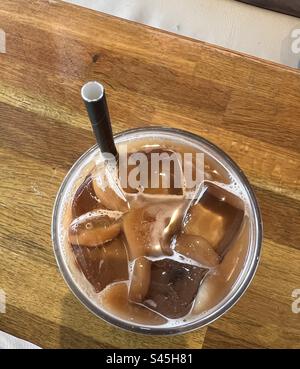Iced coffee from above Stock Photo