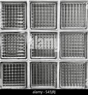 Glass block window in black and white. Stock Photo