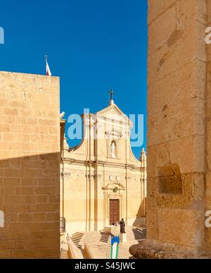 Cathedral of the Assumption in the old town Citadel on the Gozo island, Malta Stock Photo