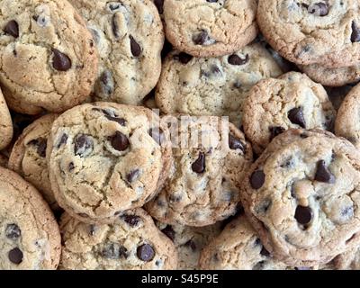 Full frame of chocolate chip cookies Stock Photo