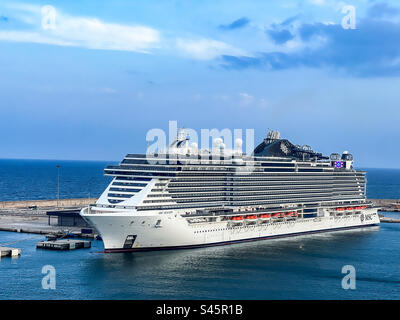 MSC Seaview cruise ship docked at Palma Mallorca in the Balearic Islands in summer Stock Photo