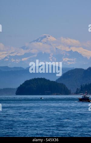 Mt. Baker overlooking the San Juan Islands, Washington, USA Stock Photo