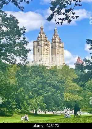 View of the famous San Remo building on the upper West side from Central Park in New York City Stock Photo