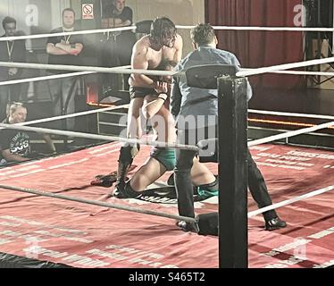 Pro wrestling chaos. Bristol. August 2023. Stock Photo