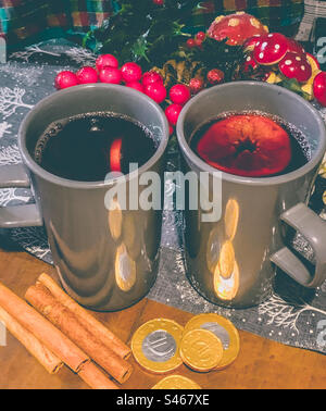 2 mugs of mulled wine Stock Photo