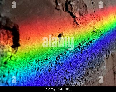 Rainbow on a brick wall Stock Photo