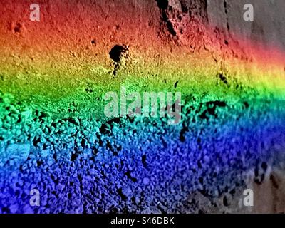 Rainbow colors on a brick wall Stock Photo