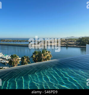 June, 2023, Late afternoon view from the rooftop pool, Hotel El Ganzo, La Playa, San Jose del Cabo, Los Cabos, Baja California Sur, Mexico