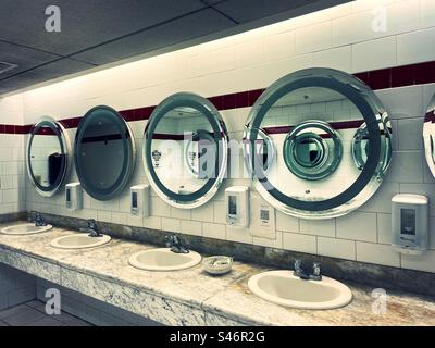 Public restroom in an upscale, Manhattan restaurant, 2023, New York City, USA Stock Photo