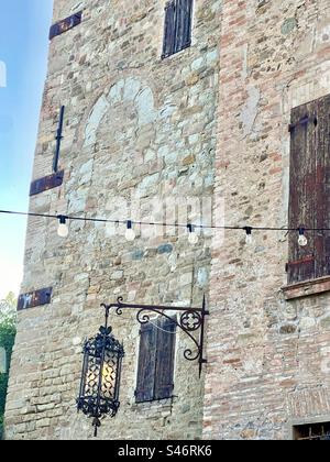 Lantern and a light strung at Castelli di Montegibbio in Sassuolo Stock Photo