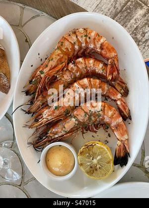 Roasted Tiger Prawns Iron Grilling Pan Stock Photo 1169908411