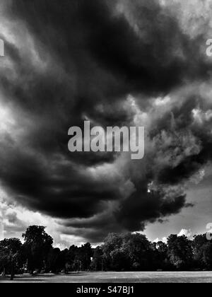 Dramatic clouds over a London park Stock Photo