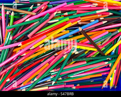 A piled of coloured pencils. Stock Photo