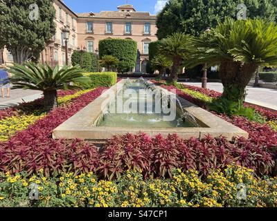 Flowers and water feature in the gloriera de Espana in the Spanish city of Murcia Stock Photo