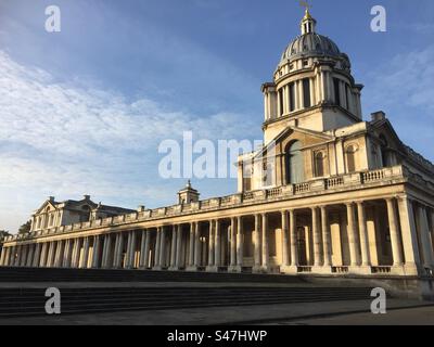 Painted chapel in the morning the old royal naval college Greenwich morning sun Stock Photo