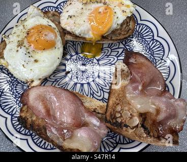 Open Bacon and Egg Cibbata Stock Photo