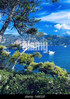 View from the top of Paloma Beach, st Jean Cap Ferrat, cote d’azure, south of France in summer Stock Photo