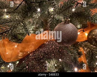 Christmas decorations on a Christmas Tree Stock Photo