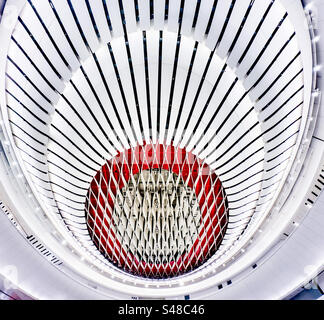 The ceiling of the iconic Xiqu Centre in Kowloon, home to the Hong Kong Chinese Opera Stock Photo