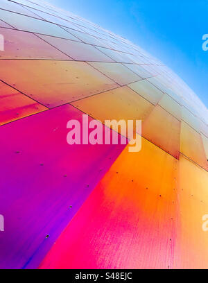 Multicolored sheet metal panel wall on the iconic museum of Pop culture ( MoPop) in Seattle, Washington Stock Photo