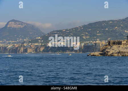 Approaching Sorrento from Capri in the Bay of Naples Campania: Phillip Roberts Stock Photo
