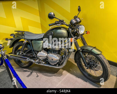Triumph TR6 Trophy Motorcycle the same as used by actor Steve McQueen, in the film “The Great Escape “ Stock Photo