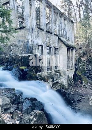 The Carbide Willson Ruins in Gatineau Park on a late Fall day. Stock Photo
