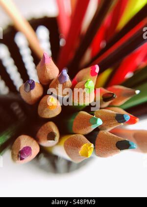 Colour pencils for schoolwork Stock Photo