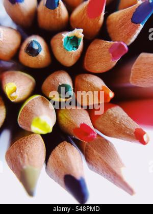 Colour pencils for schoolwork Stock Photo