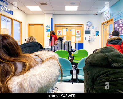 The waiting room at children’s A&E department at a hospital. Stock Photo