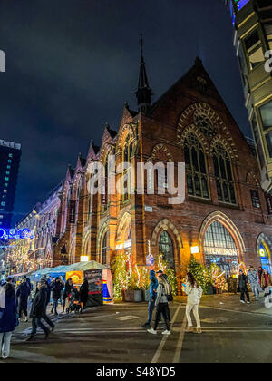 Shopping in Leeds City Centre on an evening in winter Stock Photo