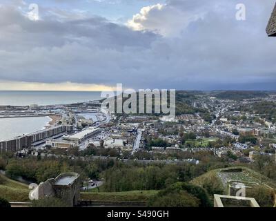 View over Dover from top of the castle Stock Photo