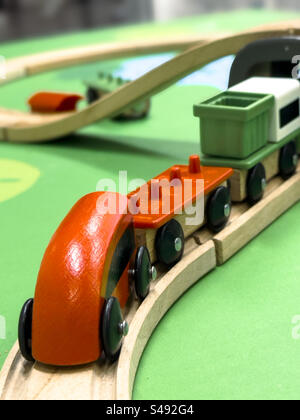 Child’s wooden Toy train set: Phillip Roberts Stock Photo