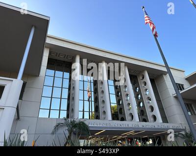 The Pickford Center for Motion Picture Study houses offices and film archives of the Academy of Motion Picture Arts And Sciences in a Late Moderne style building in Hollywood (Los Angeles) California. Stock Photo